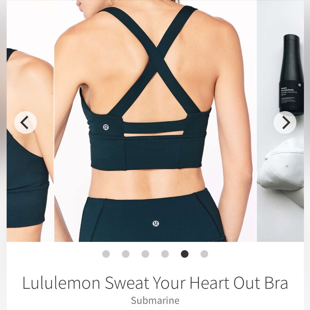 Lululemon Sweat your Heart Out Bra in Submarine color, A/B Cup, Size 6 - Picture 3 of 11